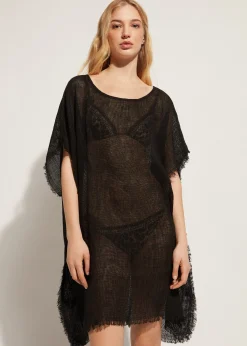 Caftan En Filet De Lin Avec Franges