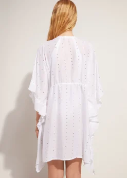 Caftan Kimono Avec Broderie Anglaise Et Paillettes