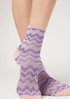 Chaussettes Basses A Motif De Vagues Avec Paillettes