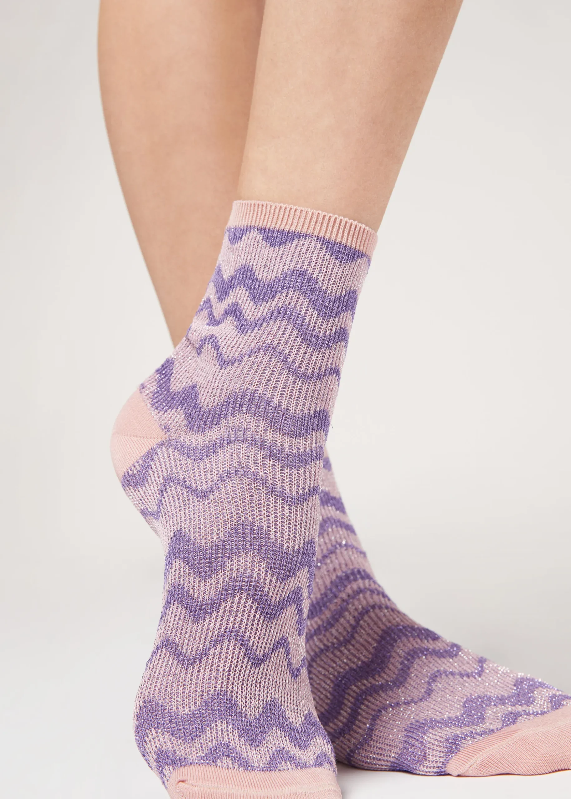 Chaussettes Basses A Motif De Vagues Avec Paillettes