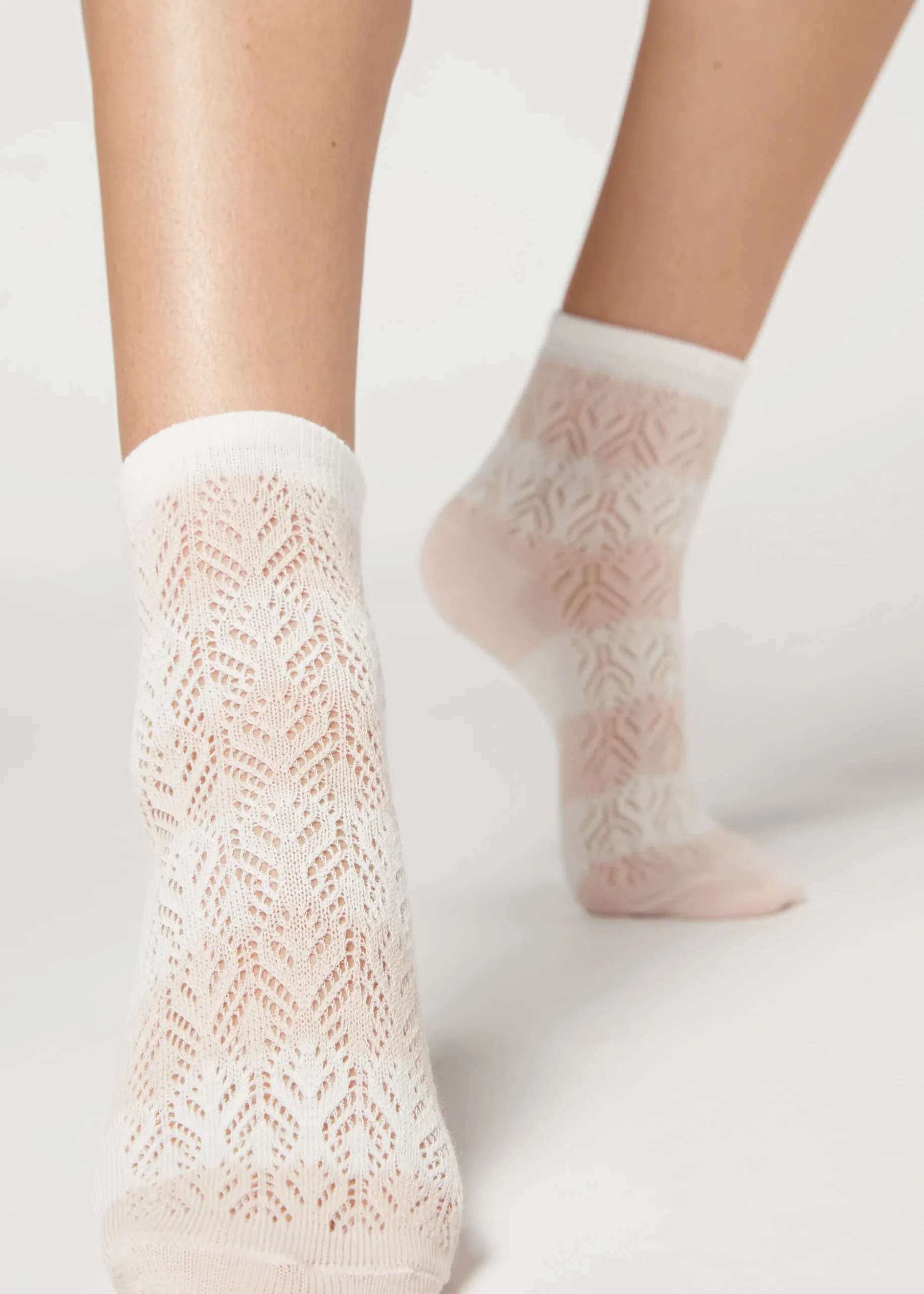 Chaussettes Basses Ajourees Et A Rayures