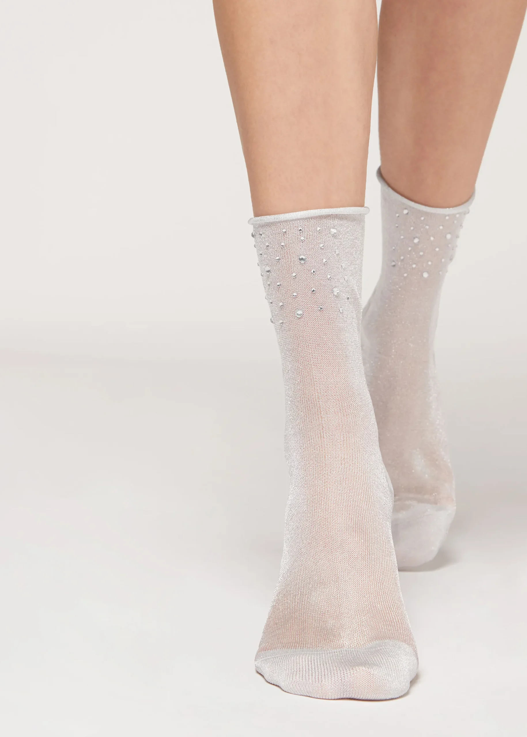 Chaussettes Basses Avec Paillettes Et Cristaux De Strass