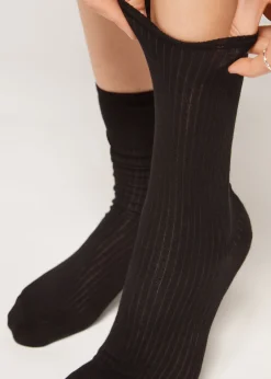 Chaussettes Basses Cotelees