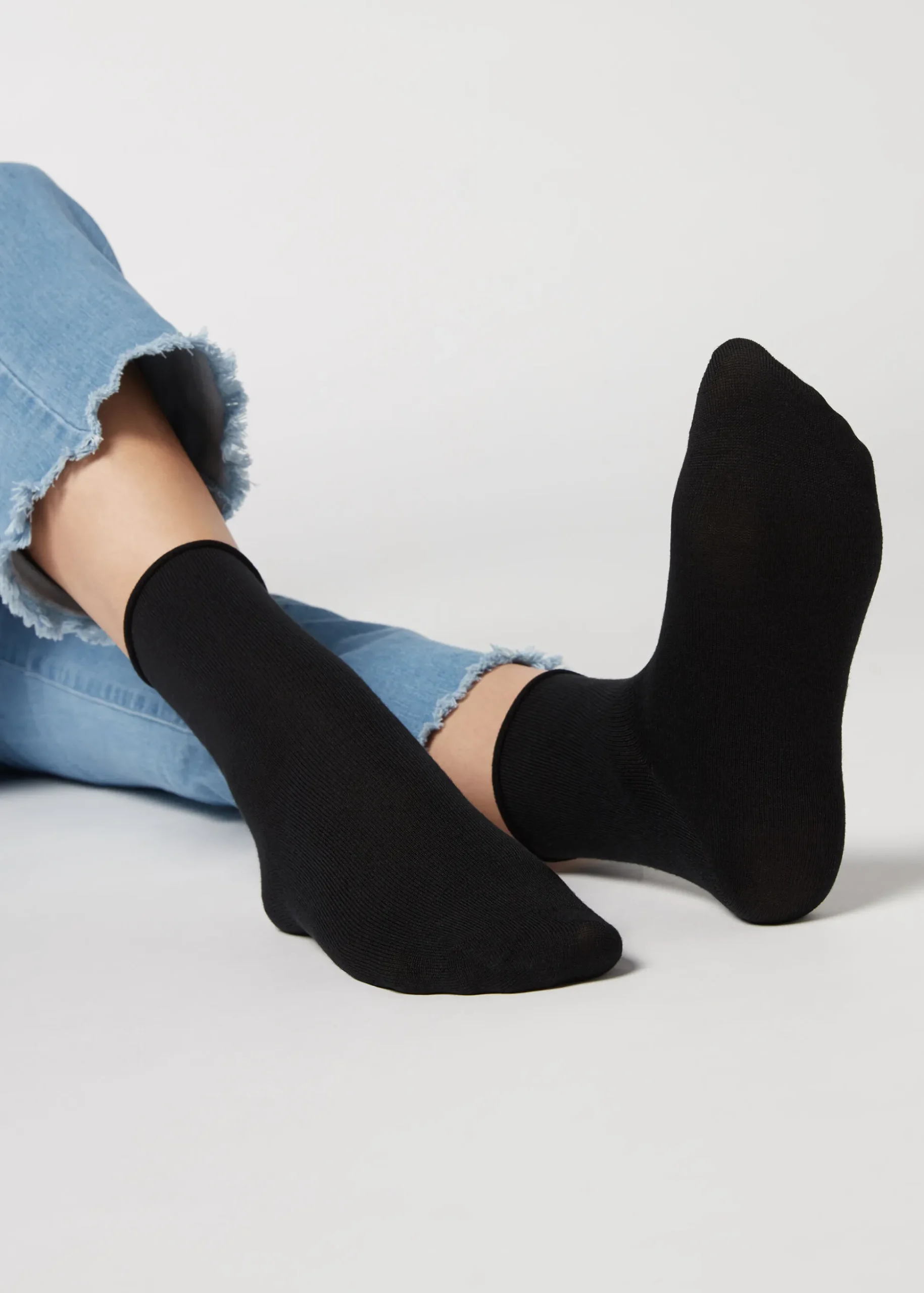 Chaussettes Courtes A Bords Francs En Laine Et Coton