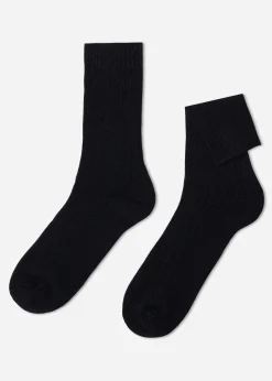 Chaussettes Courtes Cotelees Avec Laine Et Cachemire Pour Homme