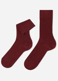 Chaussettes Courtes Cotelees En Cachemire Pour Homme