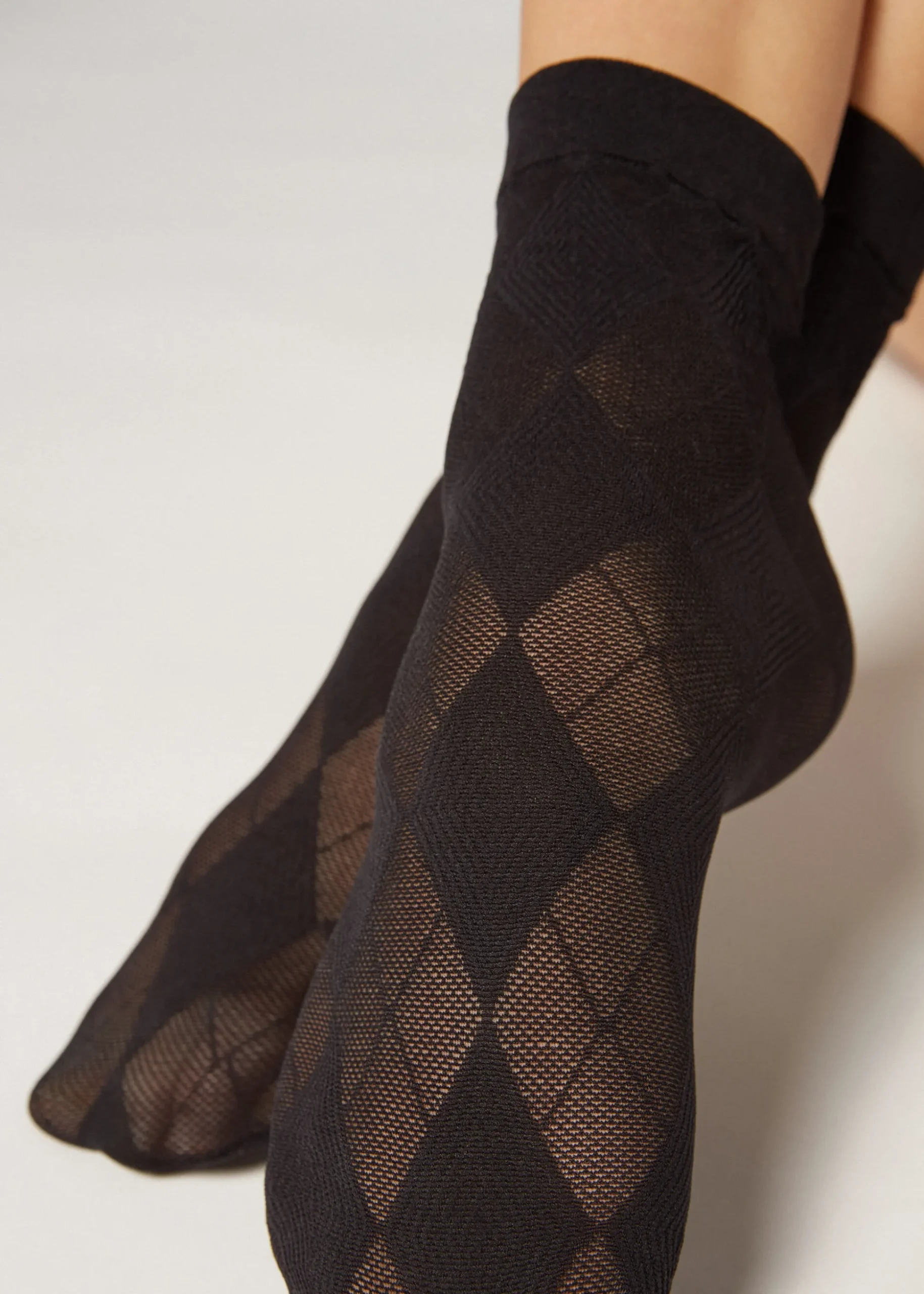 Chaussettes Courtes Resille En Resille Motif Losanges