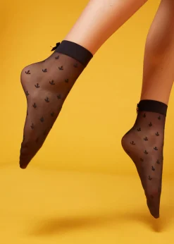 Chaussettes Courtes Voile 15 Deniers Motif A Noeud