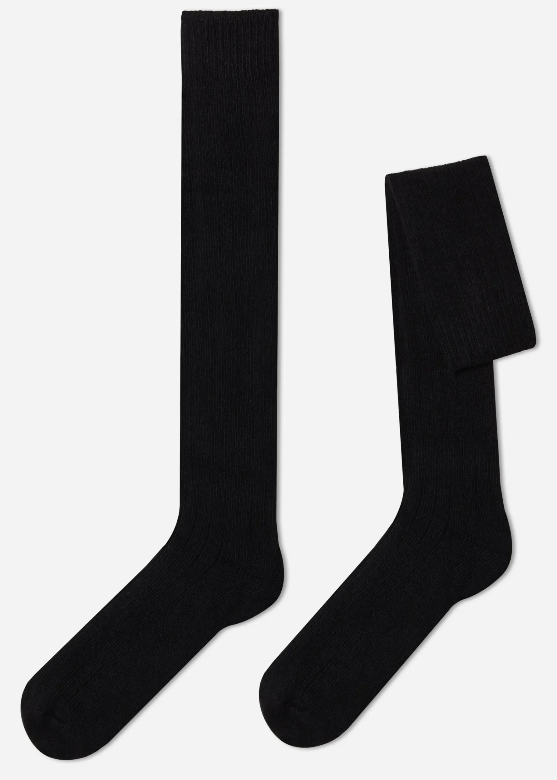 Chaussettes Longues Cotelees Avec Laine Et Cachemire Pour Homme