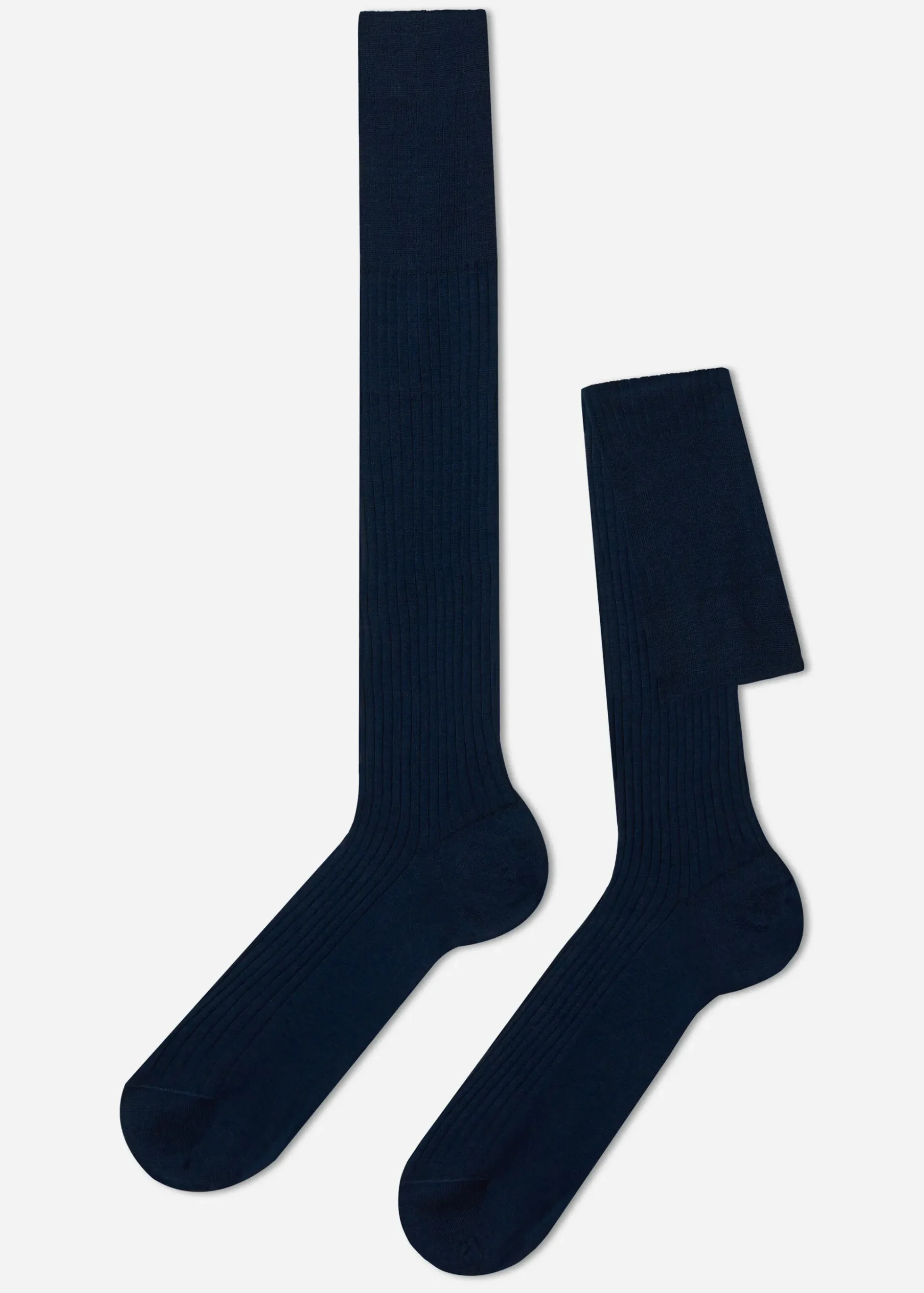 Chaussettes Longues Cotelees En Fil D'Ecosse Pour Homme