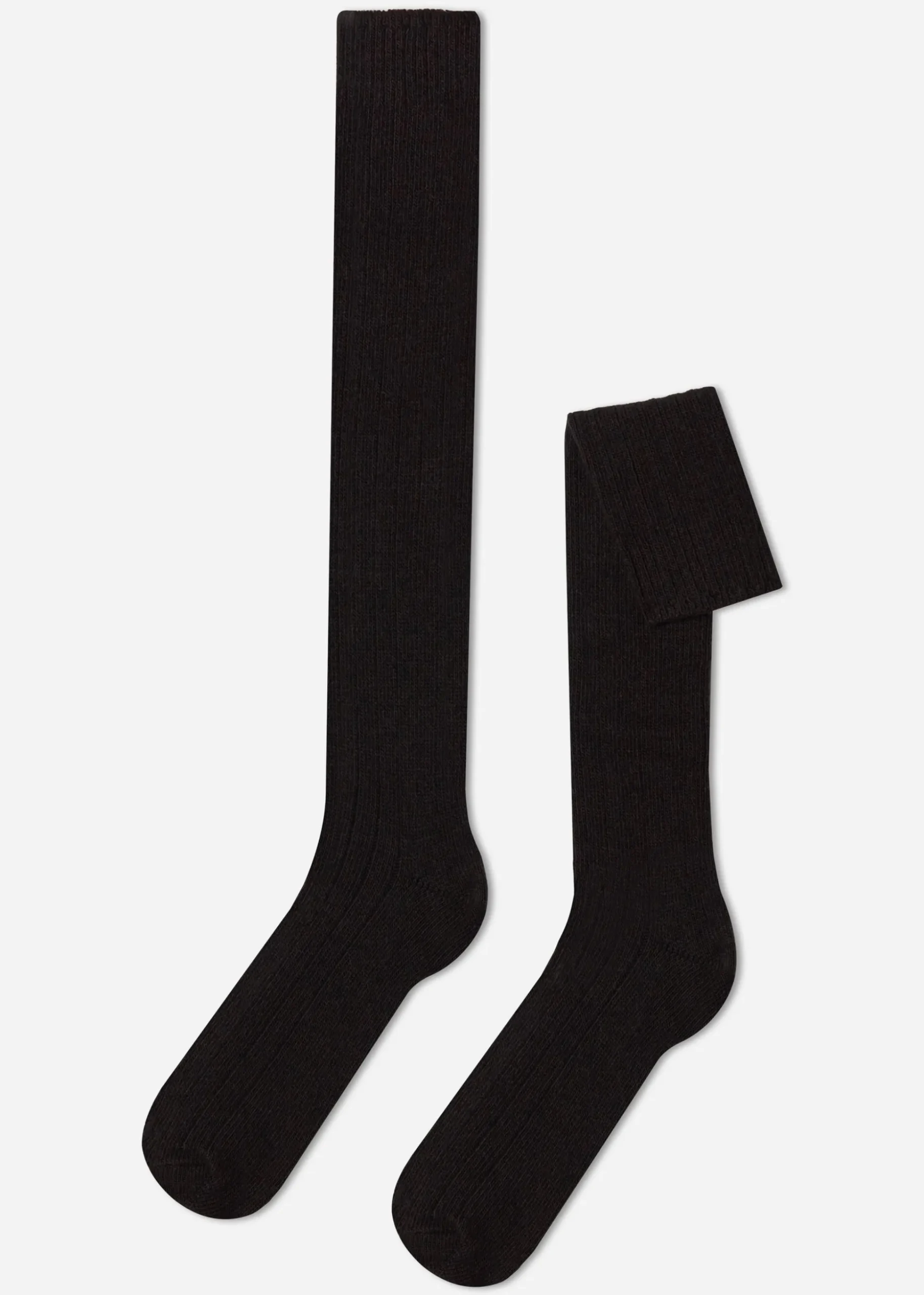 Chaussettes Longues Cotelees Avec Laine Et Cachemire Pour Homme