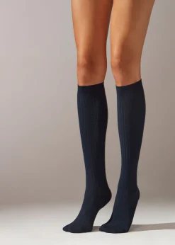 Chaussettes Longues En Cachemire Cotelees