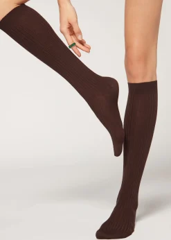Chaussettes Longues En Cachemire Cotelees