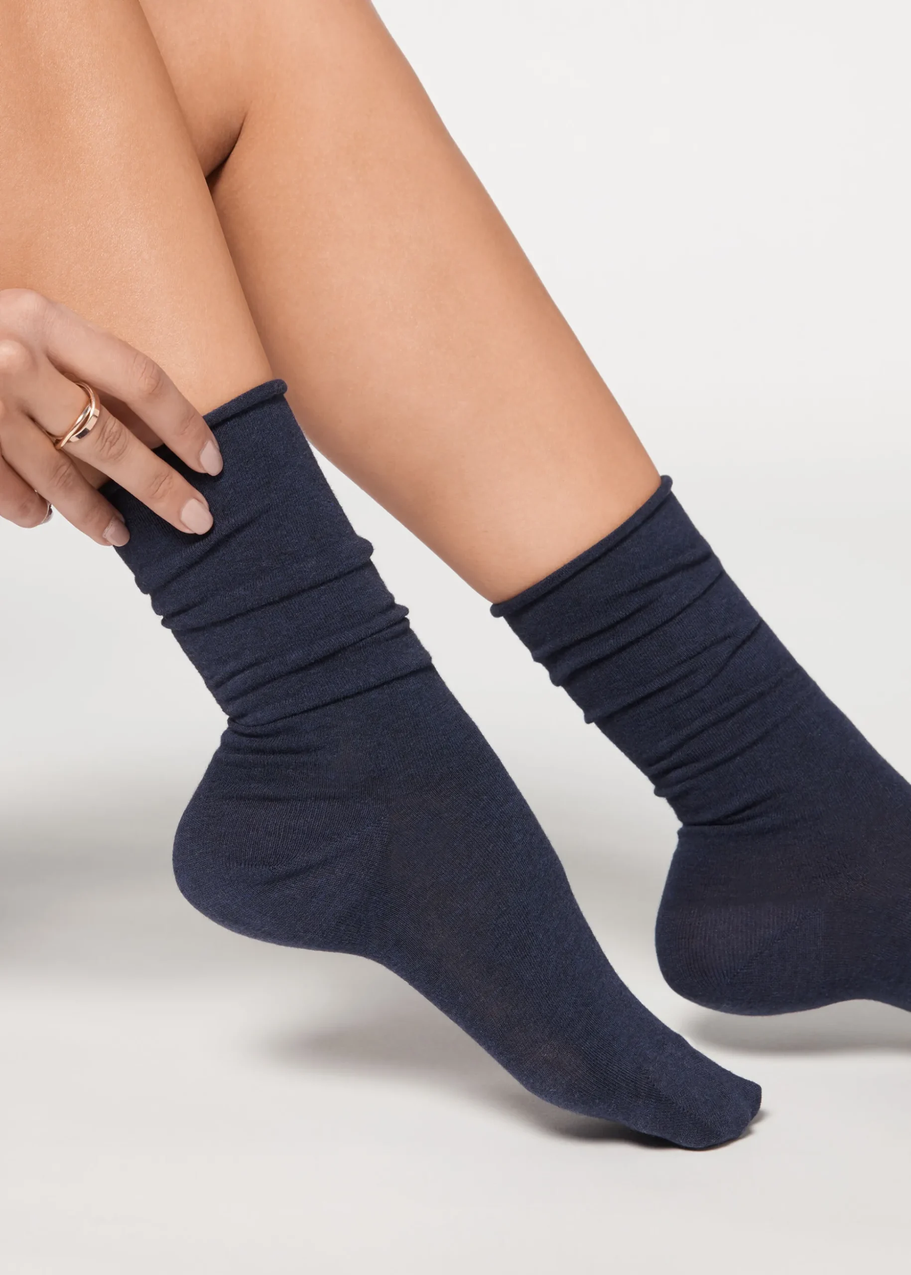 Chaussettes Longues En Coton Satine