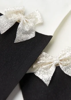 Collant Effet Chaussettes Hautes Noeud Pour Fille