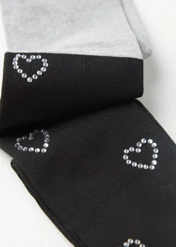 Collant Effet Chaussettes Hautes Coeur En Strass Pour Fille