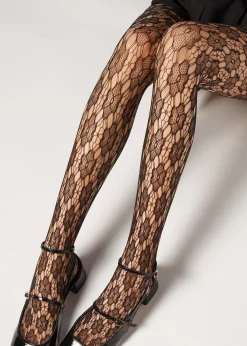 Collant Resille Motif Fleuri