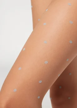 Collant Transparent 30 Deniers Pois Sur L'Ensemble
