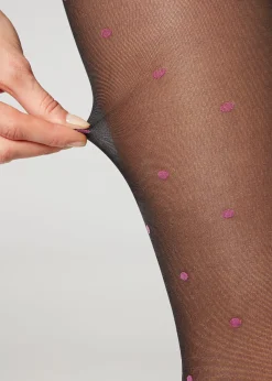 Collant Transparent 30 Deniers Pois Sur L'Ensemble