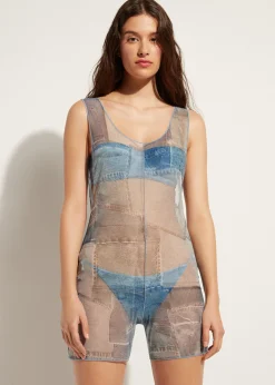 Combishort En Patchwork Denim