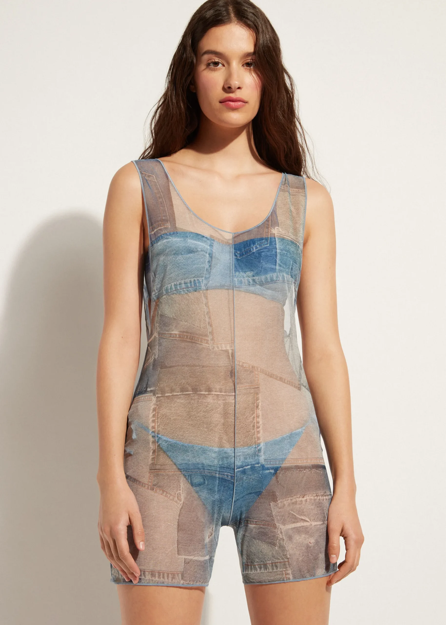 Combishort En Patchwork Denim