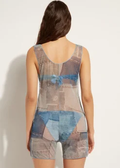 Combishort En Patchwork Denim