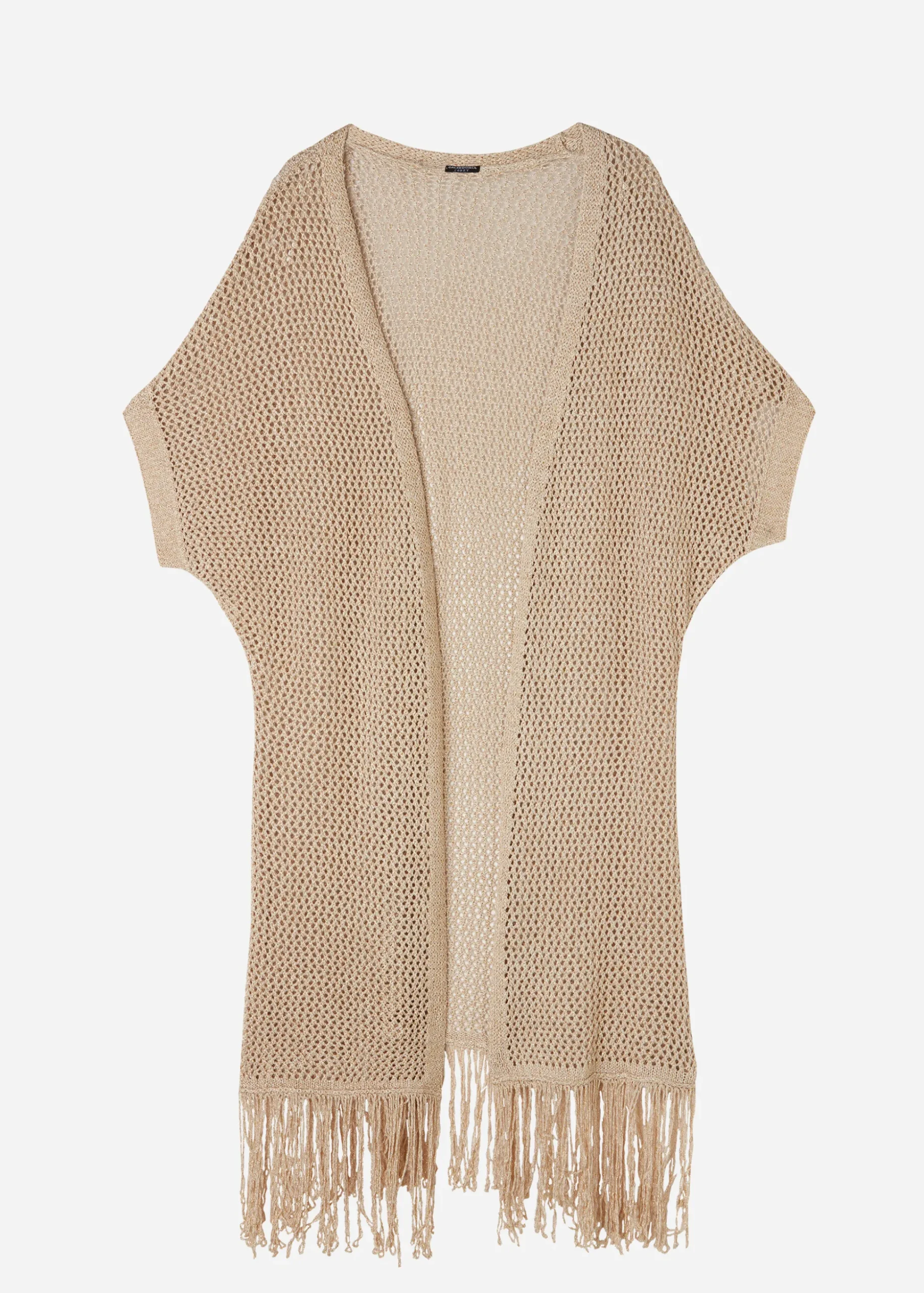Gilet En Filet Dore Avec Franges