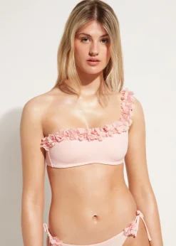 Haut De Maillot Bandeau Asymetrique A Fleurs Honolulu
