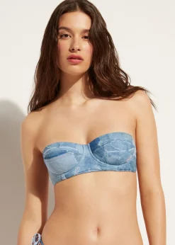 Haut De Maillot Bandeau Rembourre Denim Ibiza