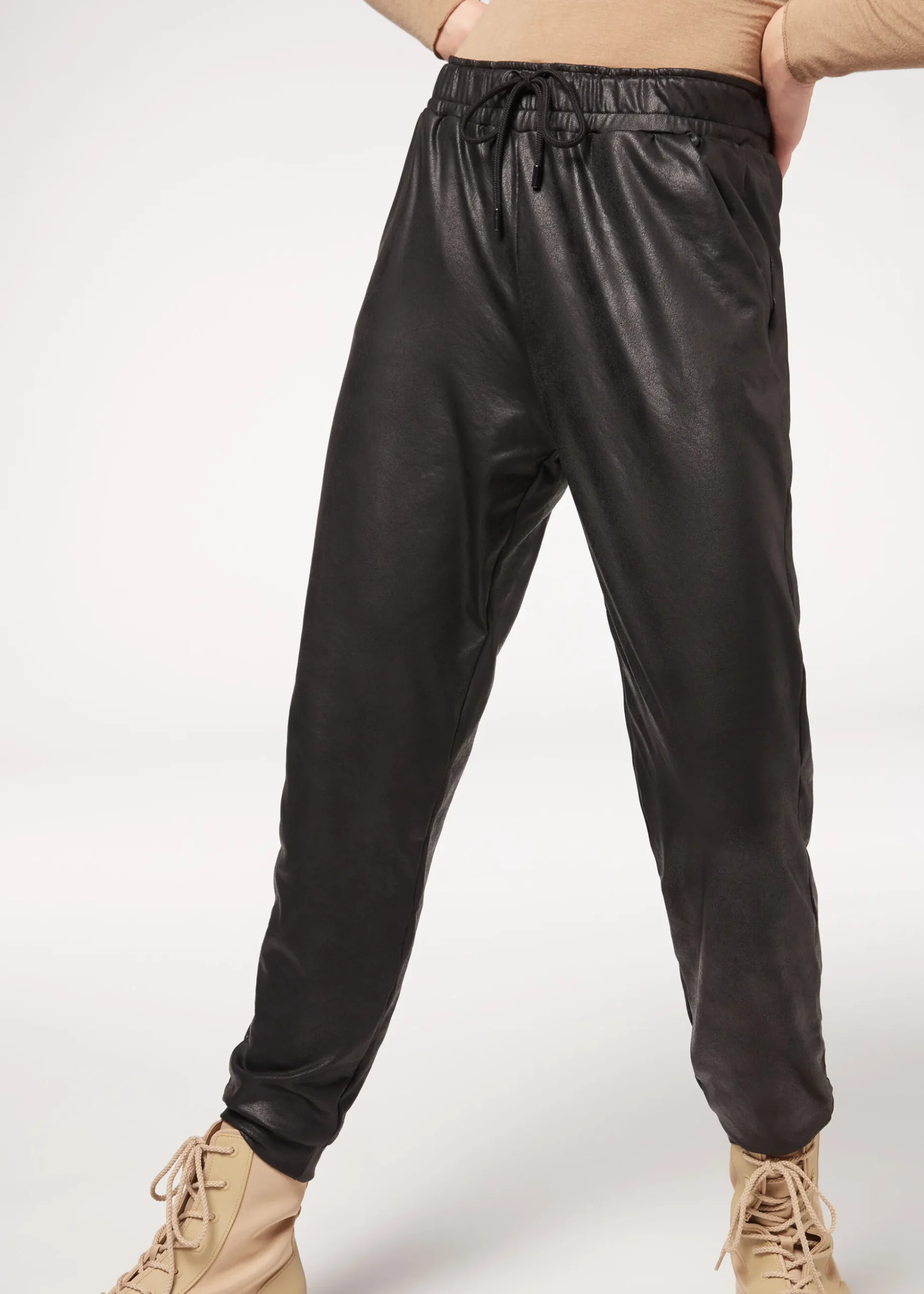 Jogger Thermique Effet Cuir
