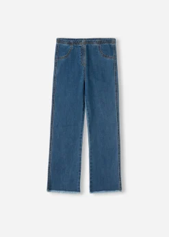 Legging Court En Jean A Pattes D'Elephant Pour Fille