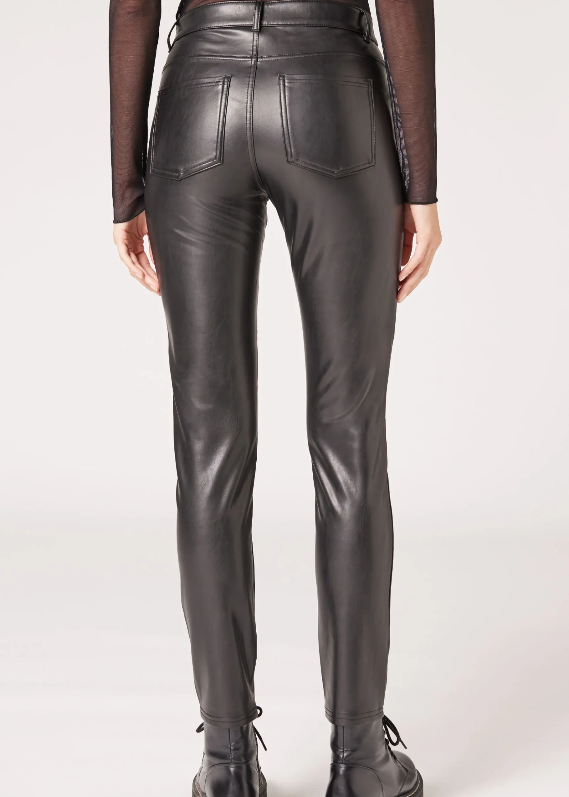 Legging Motard Skinny Enduit Thermique